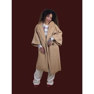 1980's beige wool duvet coat